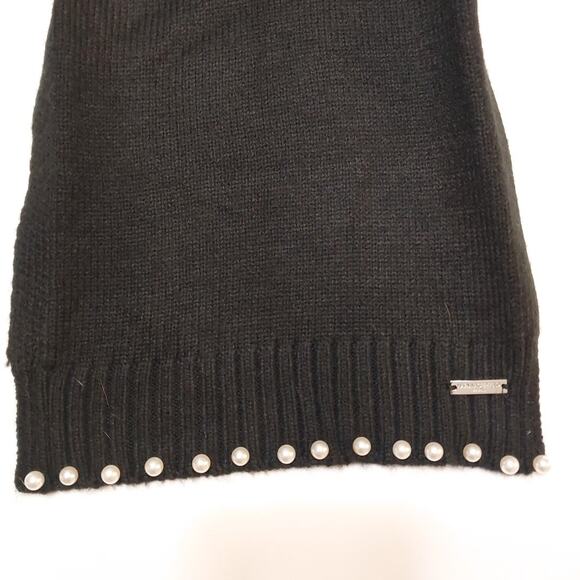 Karl Lagerfeld Paris Black Pearl Bead Winter Scarf Warm - Picture 3 of 5